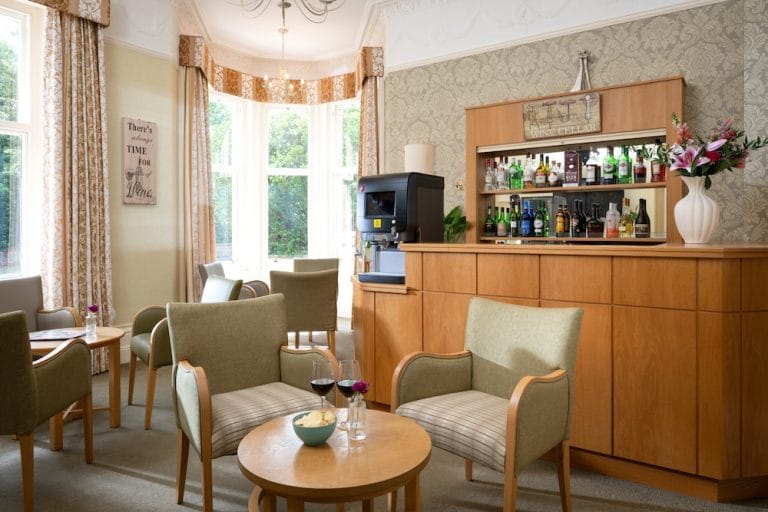 The bar and social area at at Eversfield Care Home