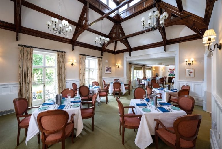 The lovely dining room at Eversfield Care Home